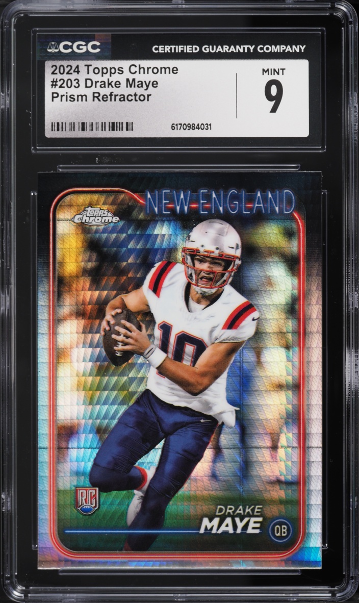 2024 Topps Chrome Prism Refractor Drake Maye ROOKIE #203 CGC 9 MINT