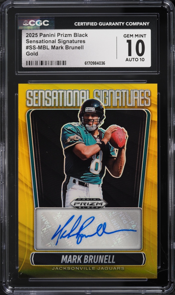 2025 Panini Prizm Black Sensational Signatures Gold Mark Brunell AUTO /10 #SS-MBL CGC 10 GEM