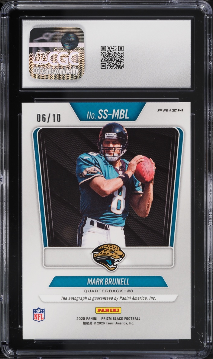2025 Panini Prizm Black Sensational Signatures Gold Mark Brunell AUTO /10 #SS-MBL CGC 10 GEM