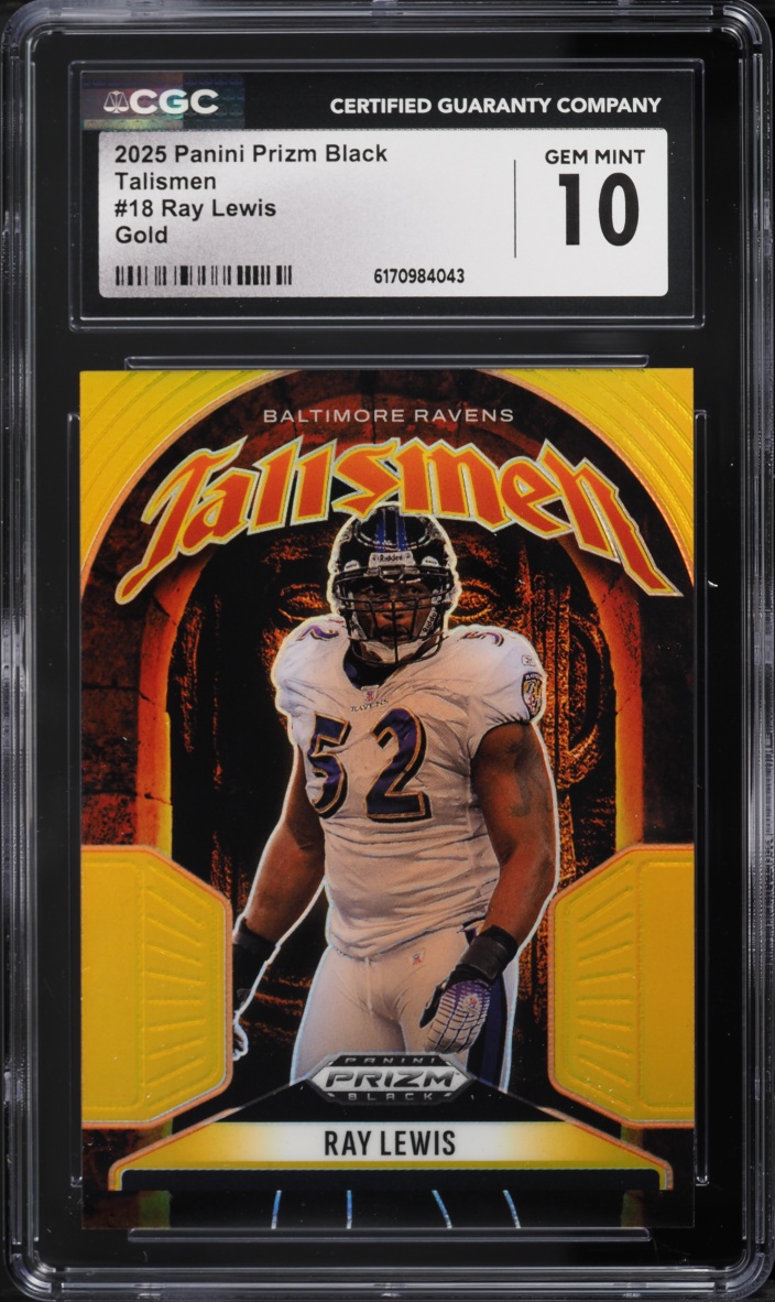 2025 Panini Prizm Black Talismen Gold Ray Lewis /10 #18 CGC 10 GEM MINT