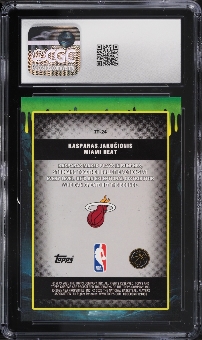 2025 Topps Chrome Tall Tales Green Geometric Refractor Kasparas Jakucionis ROOKIE /99 CGC 10