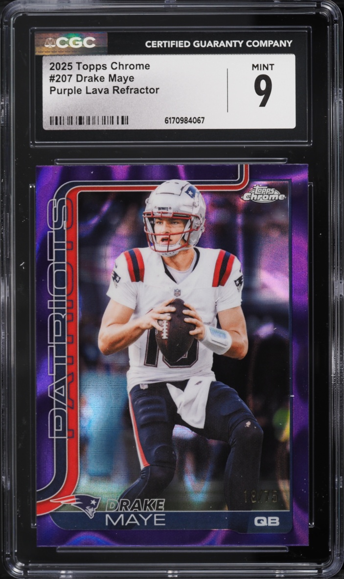 2025 Topps Chrome Purple Lava Refractor Drake Maye /75 #207 CGC 9 MINT