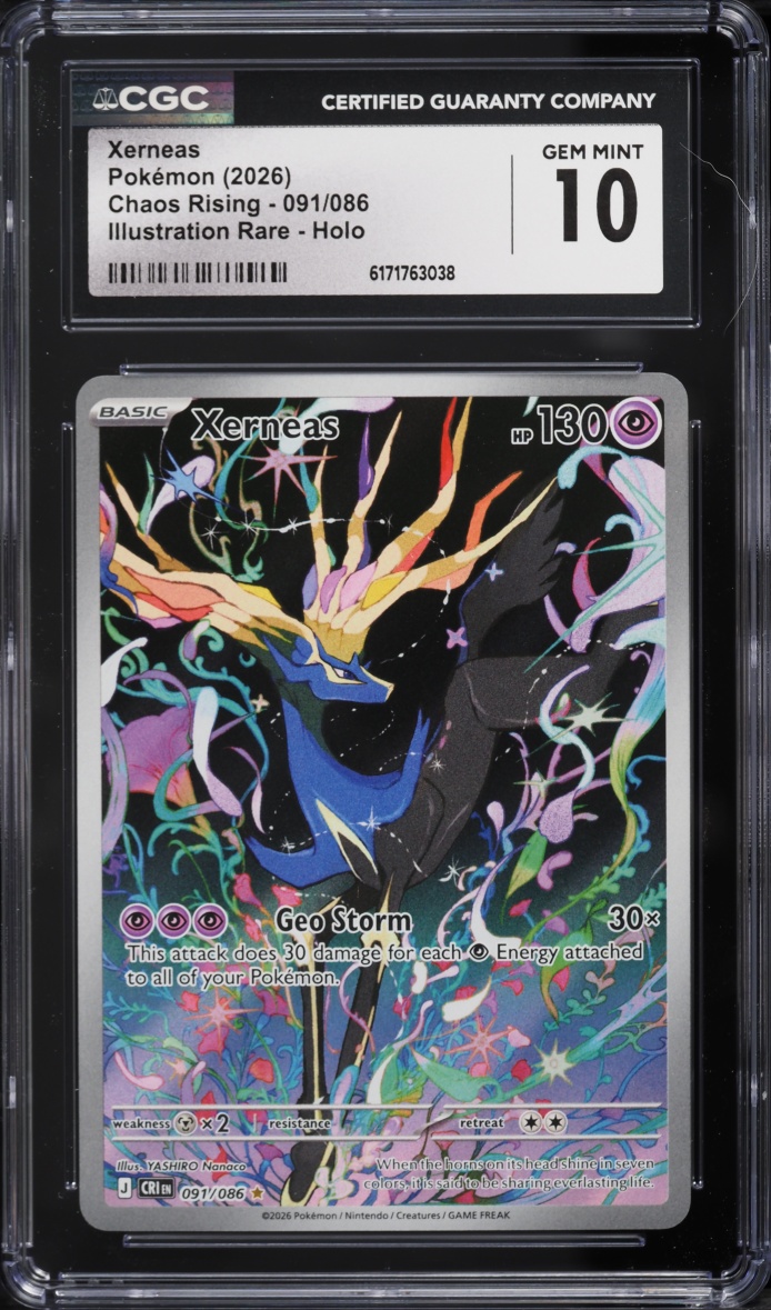 2026 Pokemon Chaos Rising IR Holo Xerneas #091 CGC 10 GEM MINT