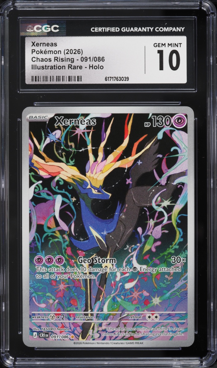 2026 Pokemon Chaos Rising IR Holo Xerneas #091 CGC 10 GEM MINT