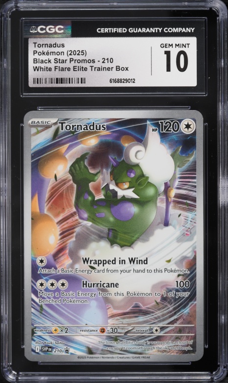 2025 Pokemon Scarlet & Violet Promo White Flare ETB Full Art Tornadus #210 CGC 10 GEM MINT