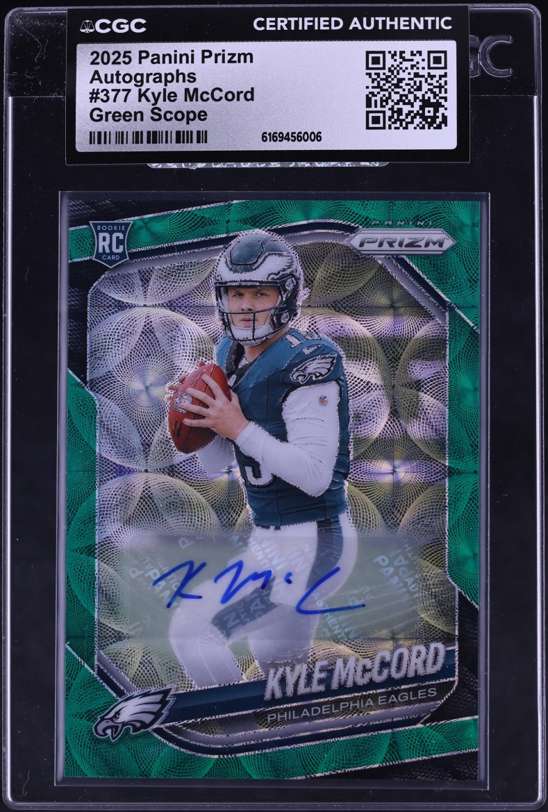 2025 Panini Prizm Green Scope Kyle McCord ROOKIE AUTO /75 #377 CGC AUTH
