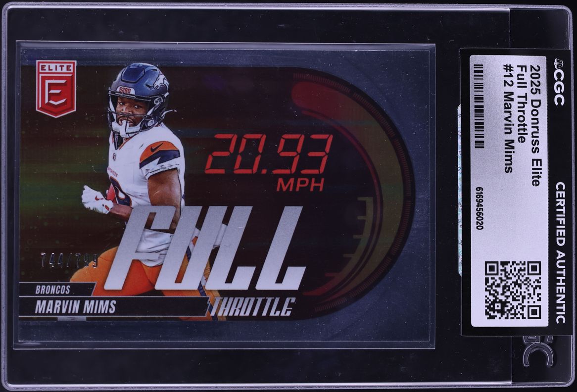 2025 Donruss Elite Full Throttle Marvin Mims /799 #12 CGC AUTH