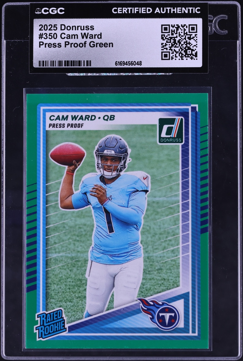 2025 Donruss Press Proof Green Cam Ward ROOKIE #350 CGC AUTH