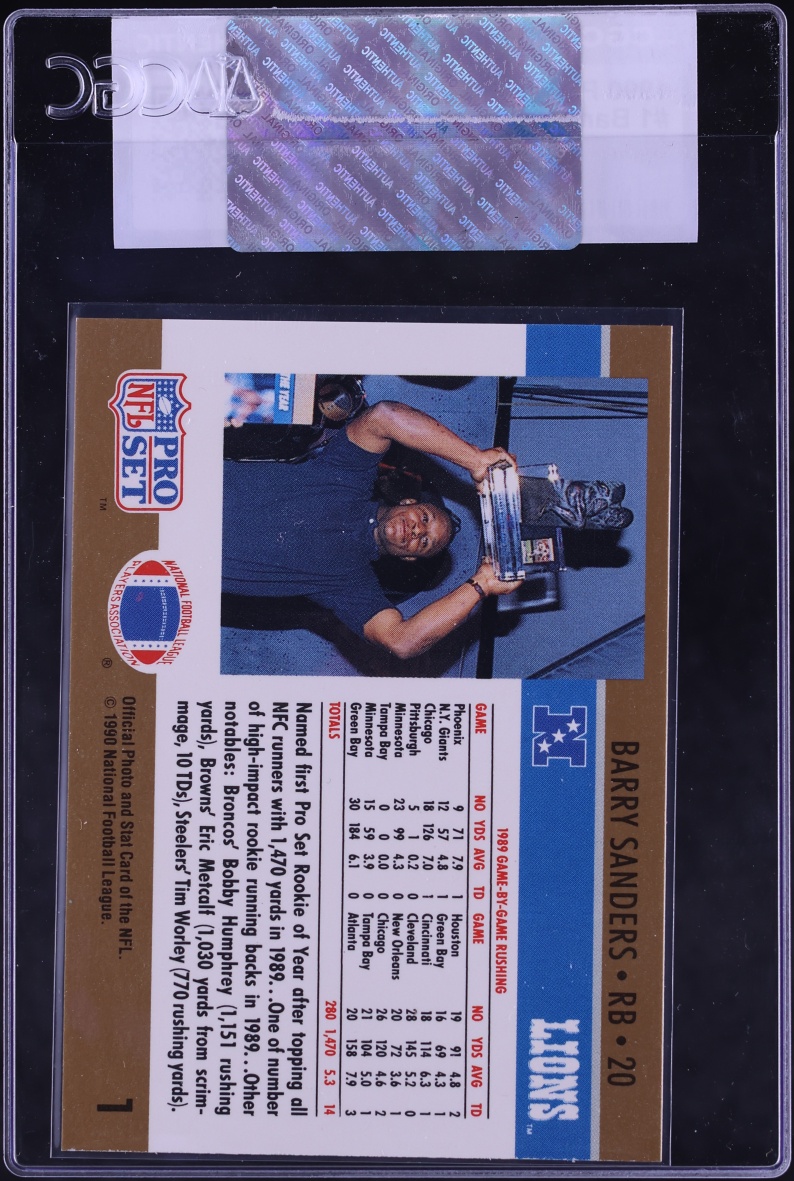 1990 Pro Set Rookie Of The Year Barry Sanders #1 CGC AUTH