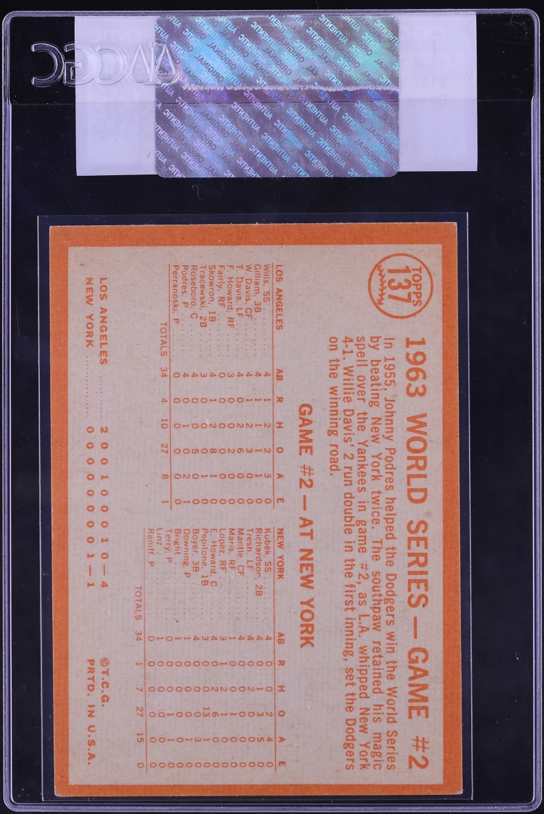 1964 Topps '63 World Series Game 2 Davis Sparks Rally #137 CGC AUTH