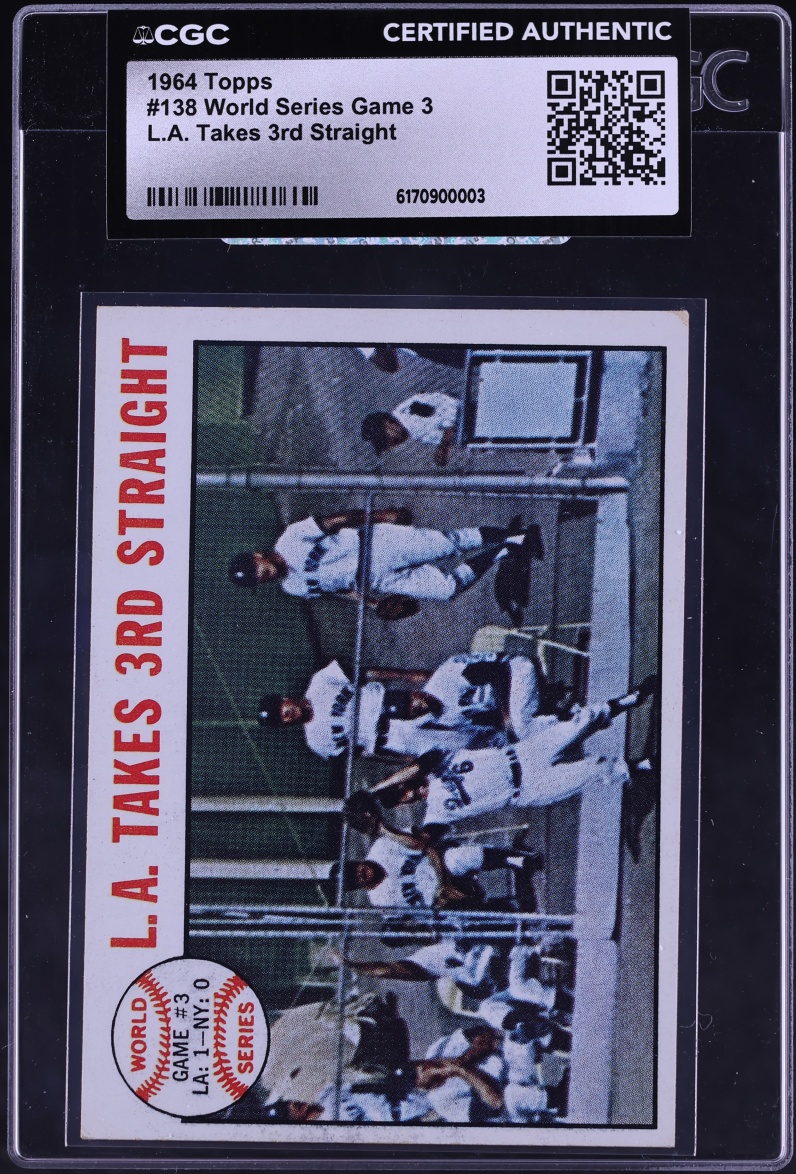 1964 Topps World Series Game 3 L.A. Takes Third Straight #138 CGC AUTH