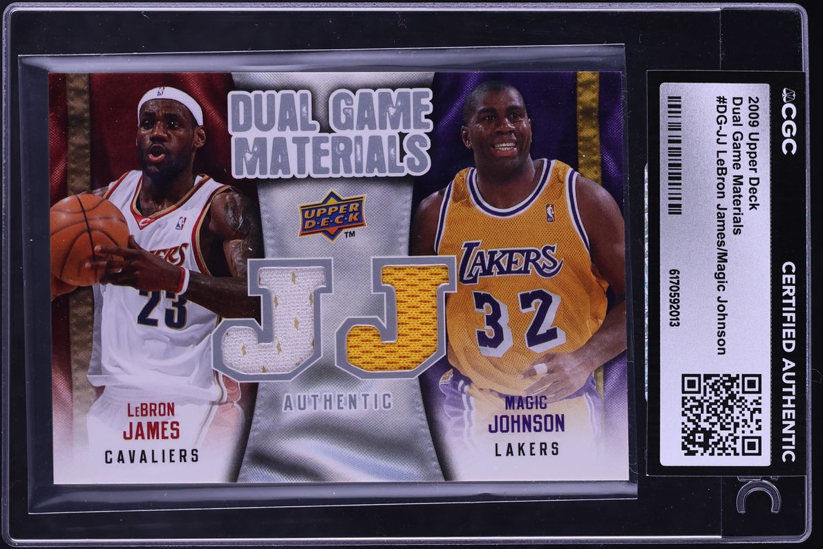 2009 Upper Deck Dual Game Materials LeBron James Magic Johnson PATCH #DG-JJ CGC AUTH
