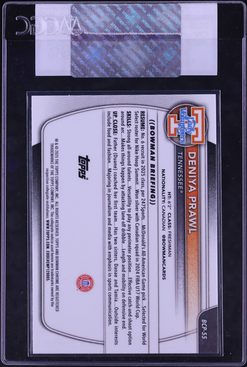 2025 Bowman Chrome University Prospect Deniya Prawl #BCP-55 CGC AUTH