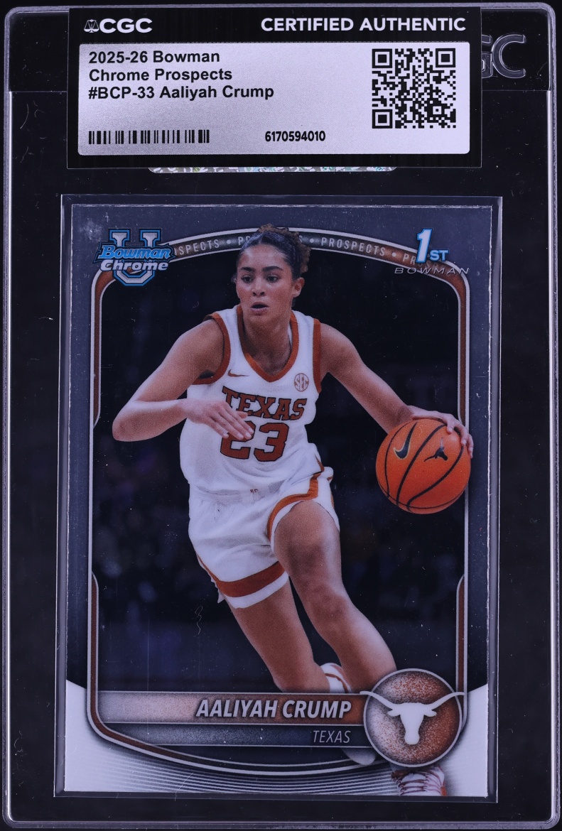 2025 Bowman Chrome University Prospect Aaliyah Crump #BCP-33 CGC AUTH
