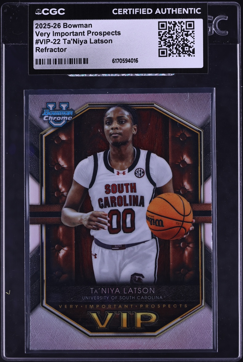 2025 Bowman Chrome University Very Important Prospect Refractor Ta'Niya Latson #VIP-22 CGC AUTH