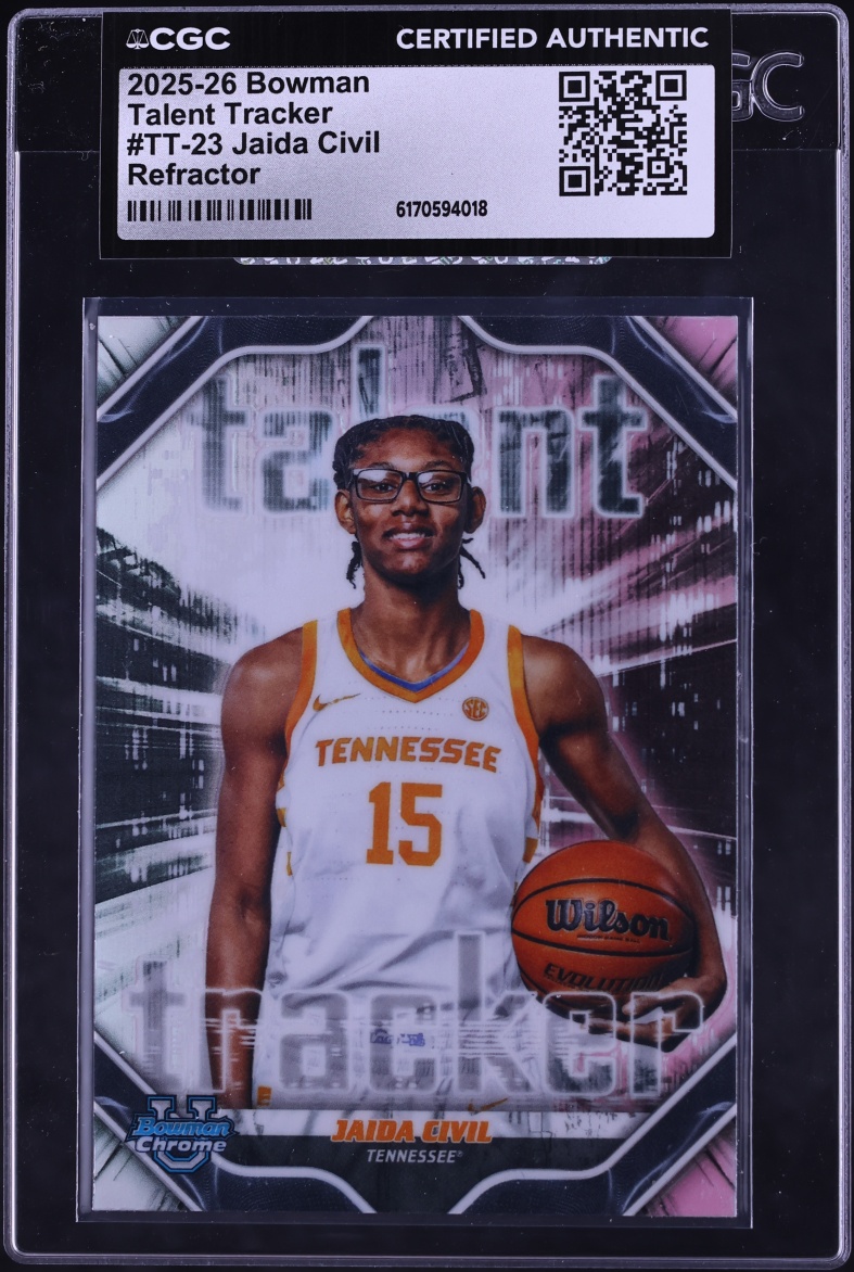 2025 Bowman Chrome University Talent Tracker Refractor Jaida Civil #TT-23 CGC AUTH