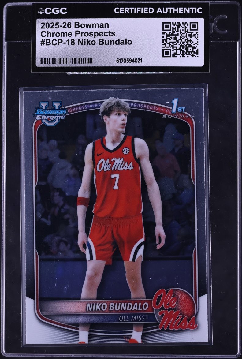 2025 Bowman Chrome University Prospect Niko Bundalo #BCP-18 CGC AUTH