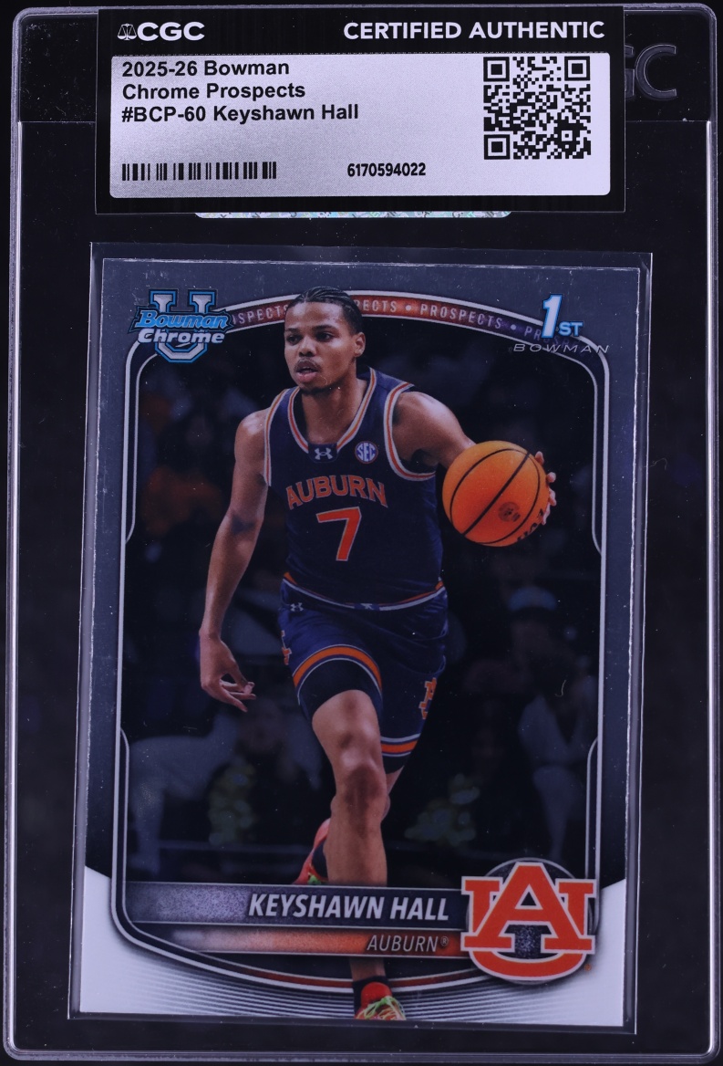 2025 Bowman Chrome University Prospect Keyshawn Hall #BCP-60 CGC AUTH