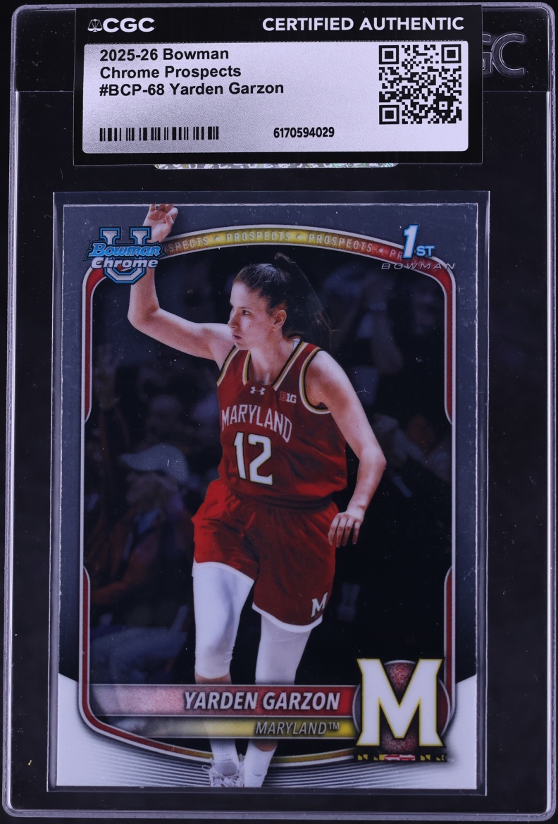 2025 Bowman Chrome University Prospect Yarden Garzon #BCP-68 CGC AUTH