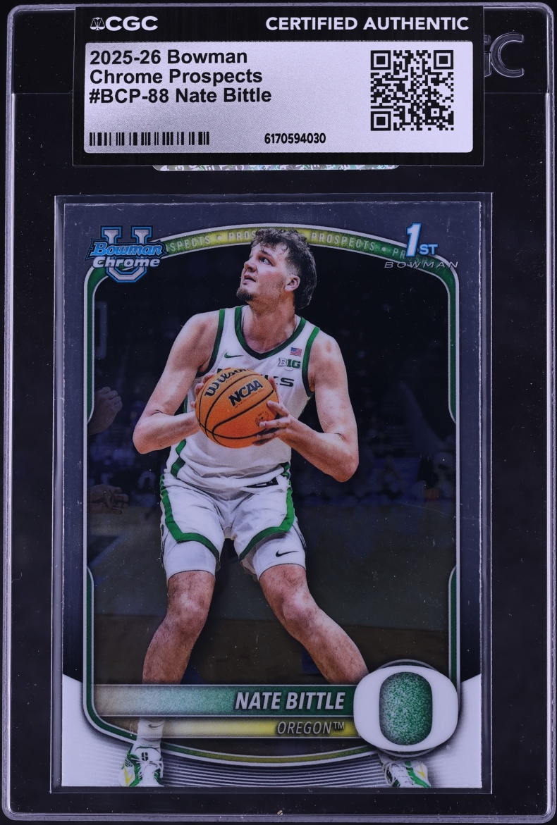 2025 Bowman Chrome University Prospect Nate Bittle #BCP-88 CGC AUTH