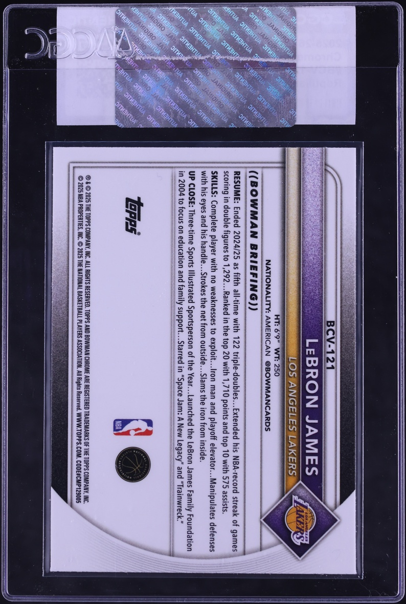 2025 Bowman Chrome Reptilian Refractor LeBron James #BCV-121 CGC AUTH