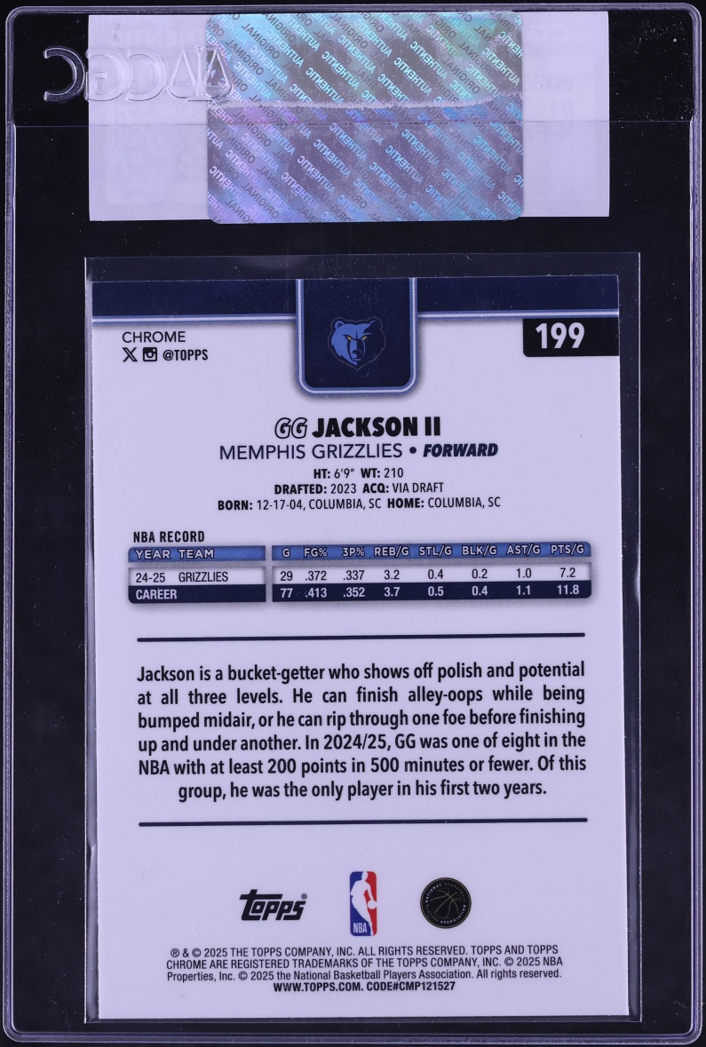 2025 Topps Chrome Xfractor GG Jackson II #199 CGC AUTH