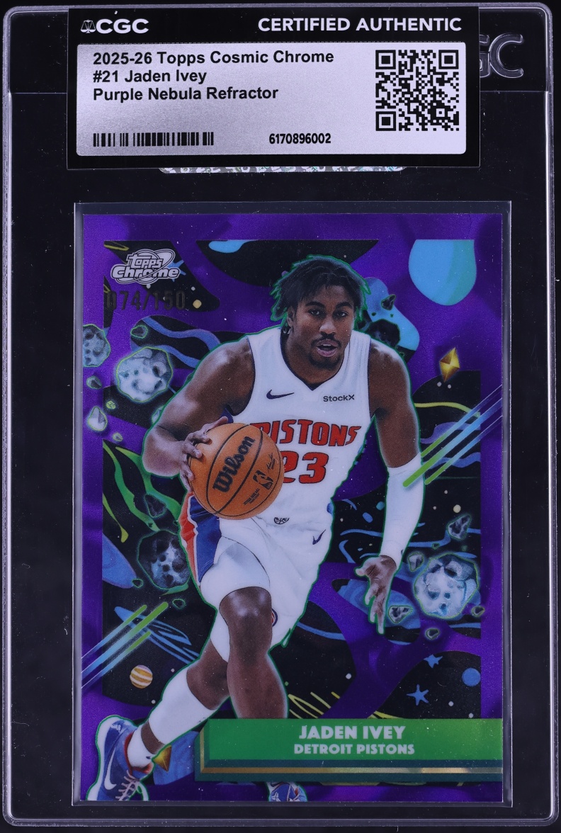 2025 Topps Chrome Cosmic Purple Nebula Refractor Jaden Ivey /150 #21 CGC AUTH