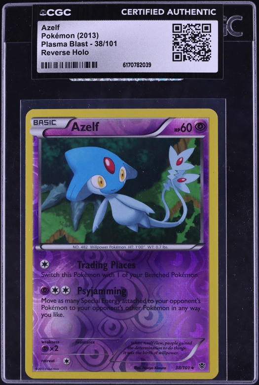 2013 Pokemon Black & White Plasma Blast Reverse Holo Azelf #38 CGC AUTH
