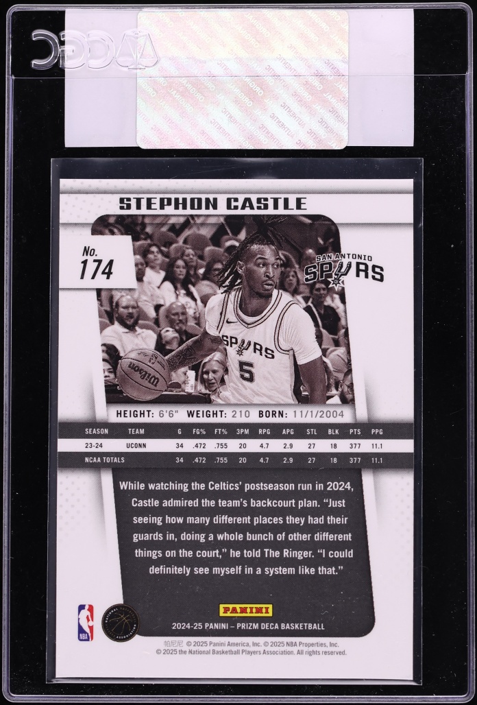 2024 Panini Prizm Deca Stephon Castle ROOKIE #174 CGC AUTH