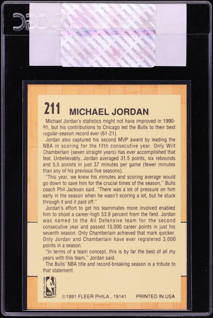 1991 Fleer Basketball All-Star Michael Jordan #211 CGC AUTH