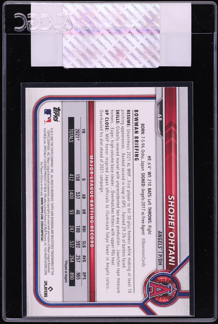2022 Bowman Shohei Ohtani #68 CGC AUTH