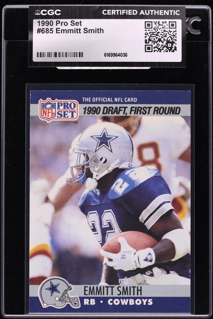 1990 Pro Set Football Emmitt Smith ROOKIE #685 CGC AUTH