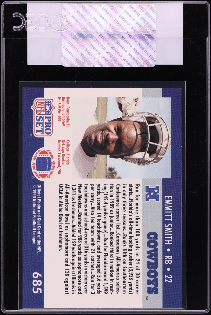 1990 Pro Set Football Emmitt Smith ROOKIE #685 CGC AUTH
