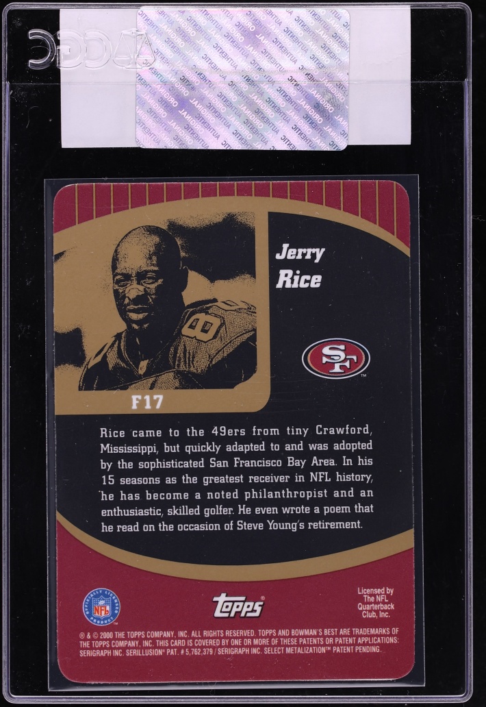 2000 Bowman's Best Franchise 2000 Jerry Rice #F17 CGC AUTH