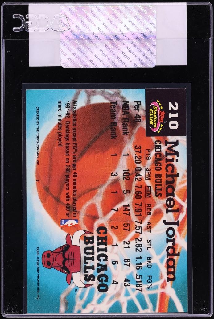 1992 Stadium Club Members Choice Michael Jordan #210 CGC AUTH