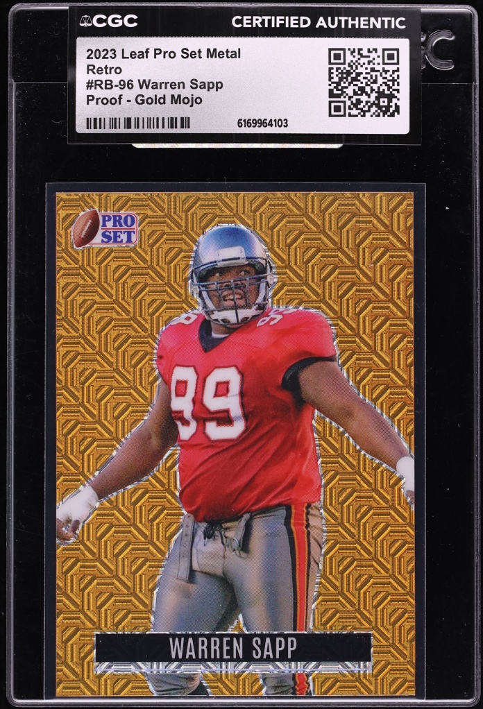 2023 Leaf Pro Set Metal Retro Proof Gold Mojo Warren Sapp 1/1 #RB-96 CGC AUTH