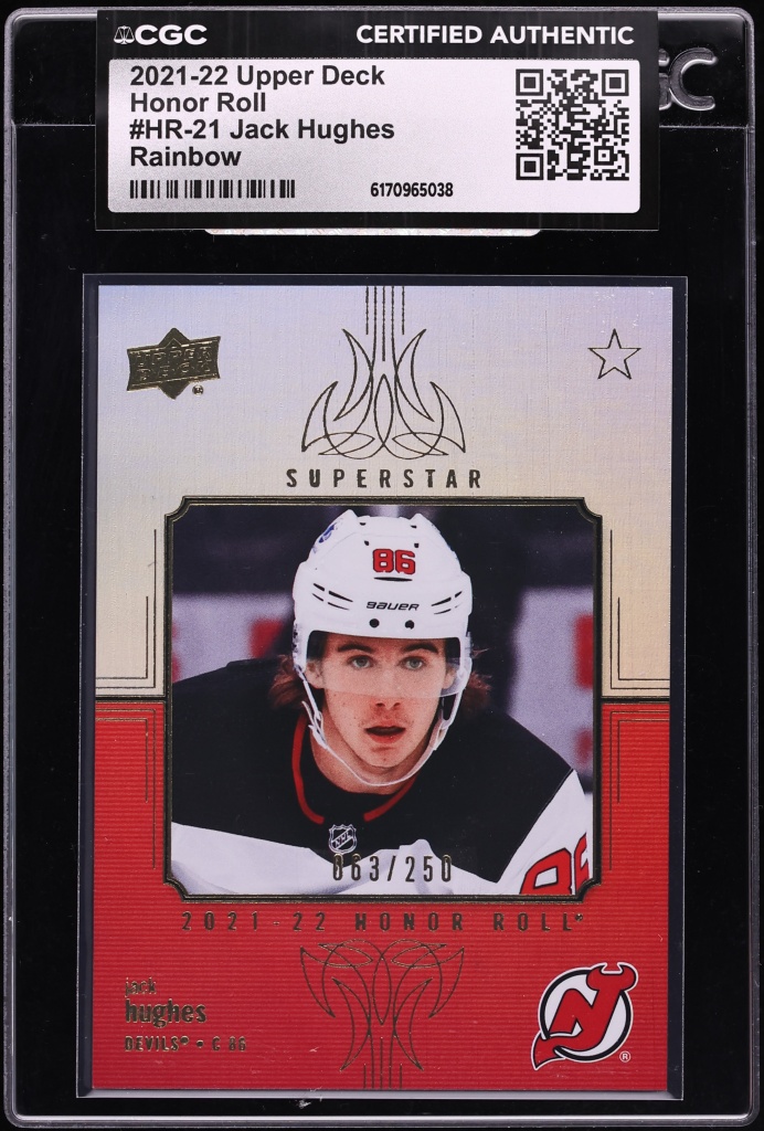2021 Upper Deck Honor Roll Rainbow Jack Hughes /250 #HR-21 CGC AUTH