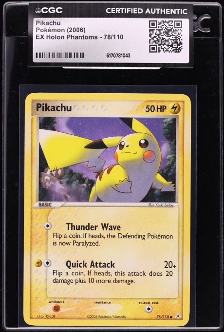 2006 Pokemon EX Holon Phantoms Pikachu #78 CGC AUTH