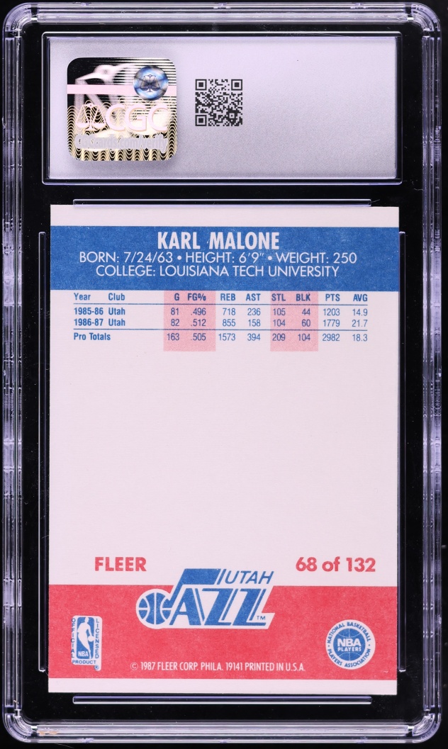 1987 Fleer Basketball Karl Malone #68 CGC 9 MINT