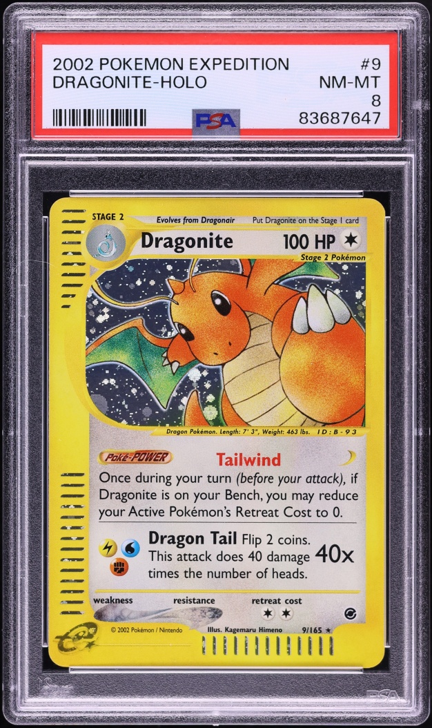 2002 Pokemon Expedition Base Set Holo Dragonite #9 PSA 8 NM-MT