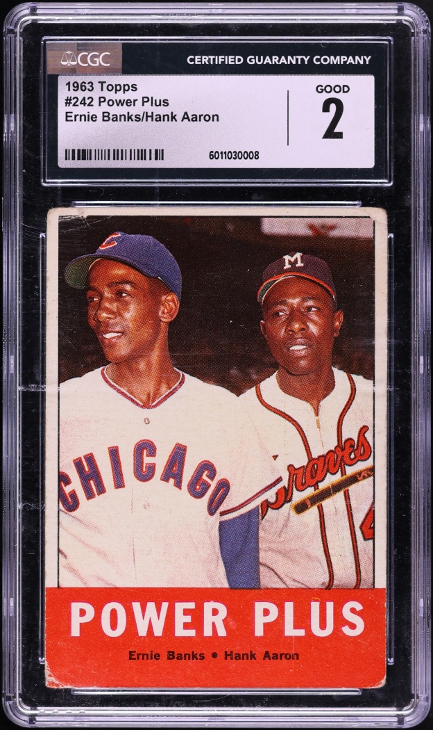 1963 Topps Ernie Banks & Hank Aaron POWER PLUS #242 CGC 2 GD