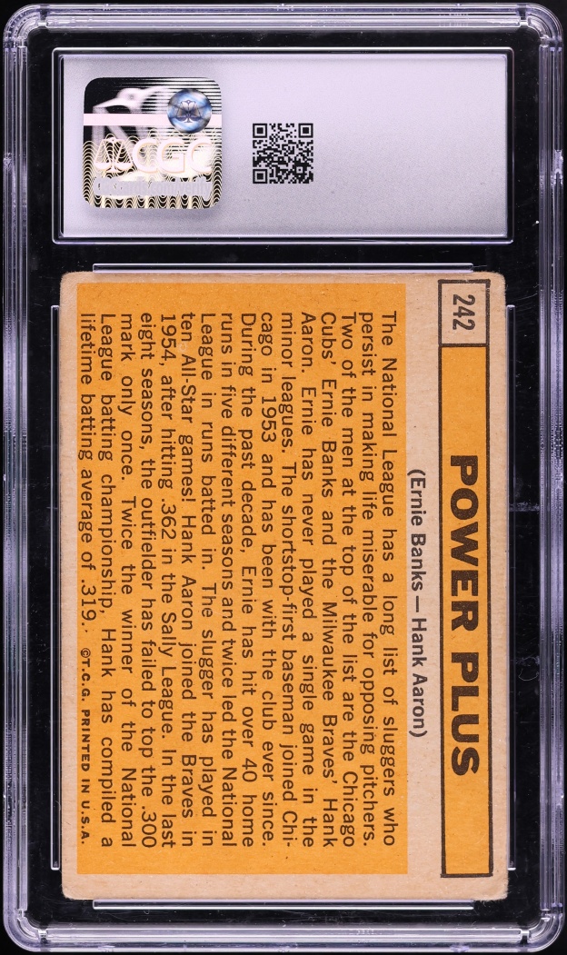 1963 Topps Ernie Banks & Hank Aaron POWER PLUS #242 CGC 2 GD