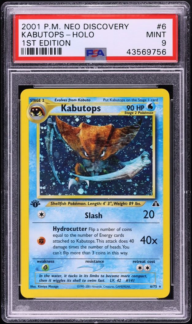 2001 Pokemon Neo Discovery 1st Edition Holo Kabutops #6 PSA 9 MINT