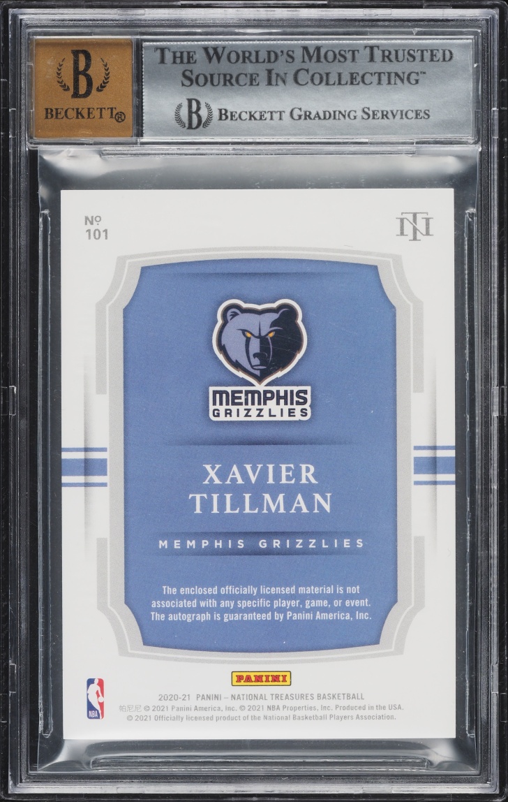 2020 National Treasures Xavier Tillman ROOKIE PATCH AUTO /99 #101 BGS 8.5 NM-MT+
