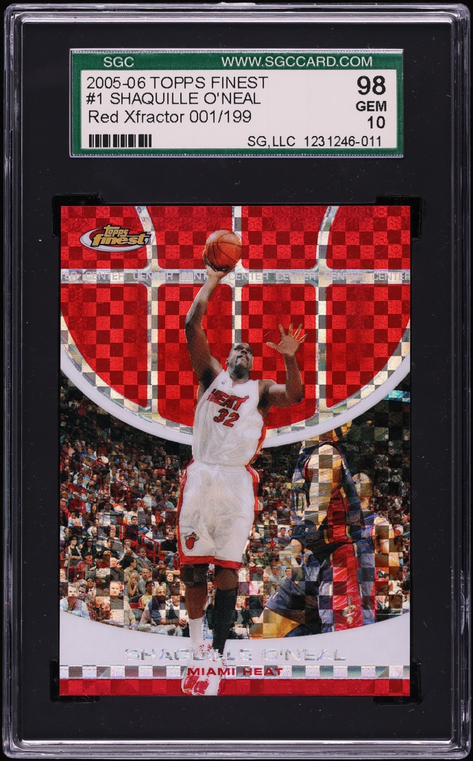 2005 Finest Red Xfractor Shaquille O'Neal 1/199 #1 SGC 10 GEM MINT