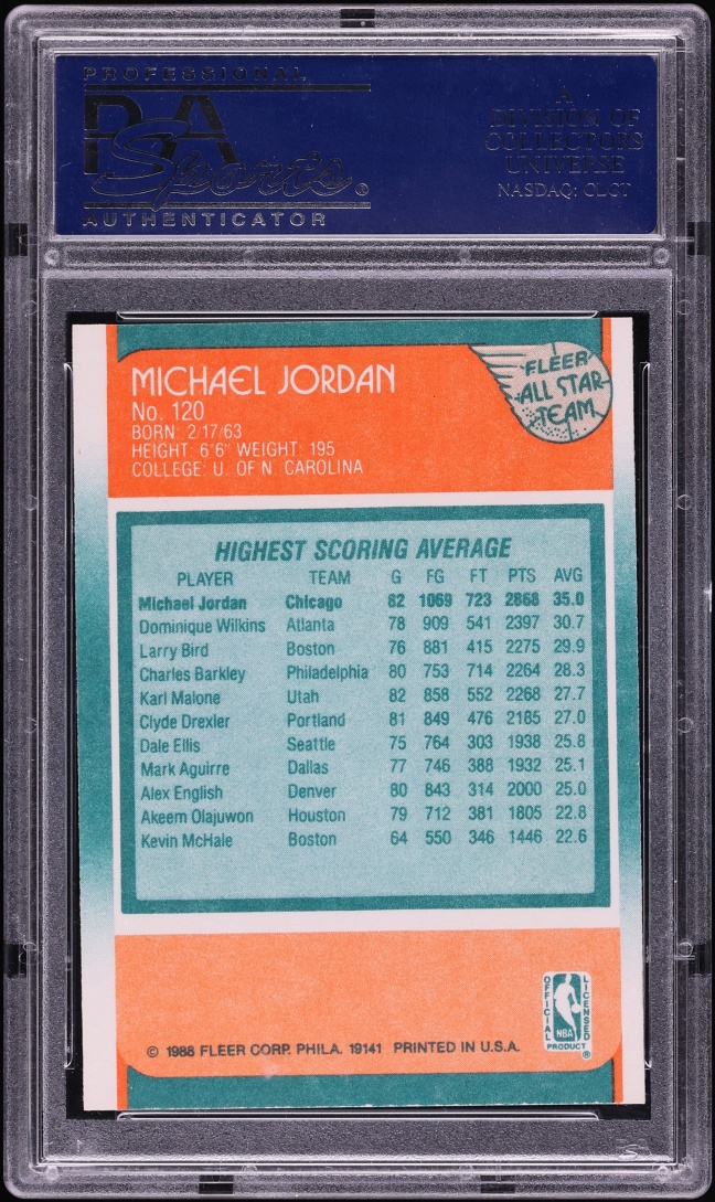 1988 Fleer All-Star Michael Jordan #120 PSA 9 MINT