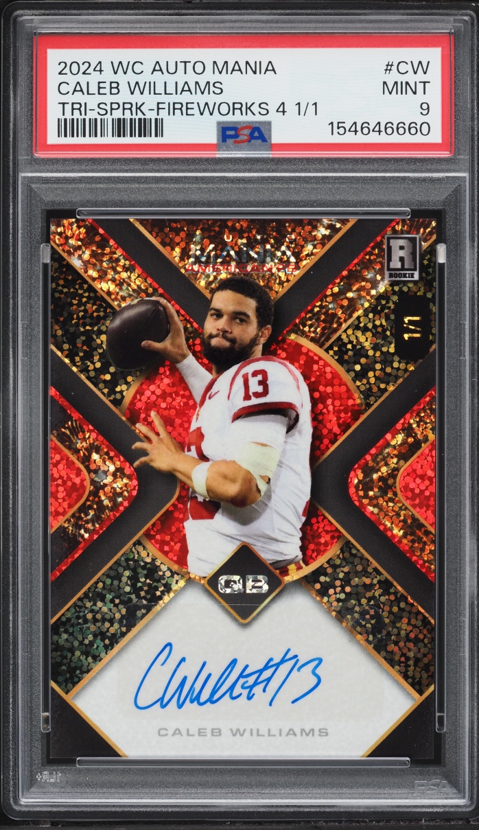 2024 Wild Card Mania Triple Sparkle Fireworks 4 Caleb Williams ROOKIE  AUTO 1/1 #CW PSA 9 MINT