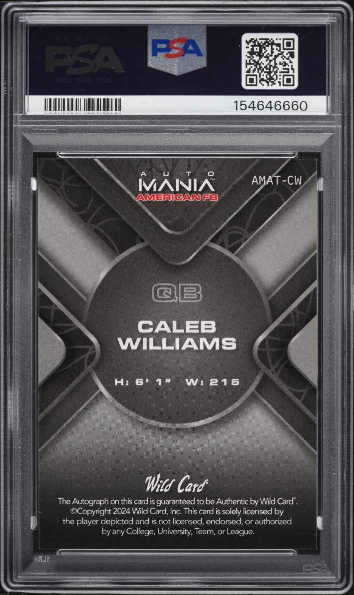 2024 Wild Card Mania Triple Sparkle Fireworks 4 Caleb Williams ROOKIE  AUTO 1/1 #CW PSA 9 MINT