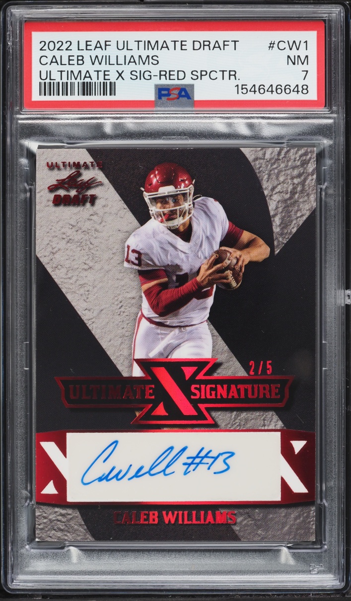 2022 Leaf Ultimate Draft X Signatures Red Spectrum Caleb Williams ROOKIE AUTO /5  #CW1 PSA 7