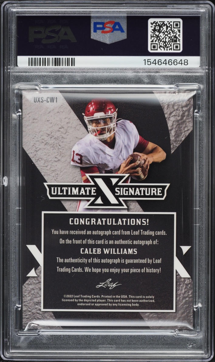 2022 Leaf Ultimate Draft X Signatures Red Spectrum Caleb Williams ROOKIE AUTO /5  #CW1 PSA 7